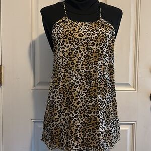 Alice and Olivia leopard print silk halter neck tank top XS
